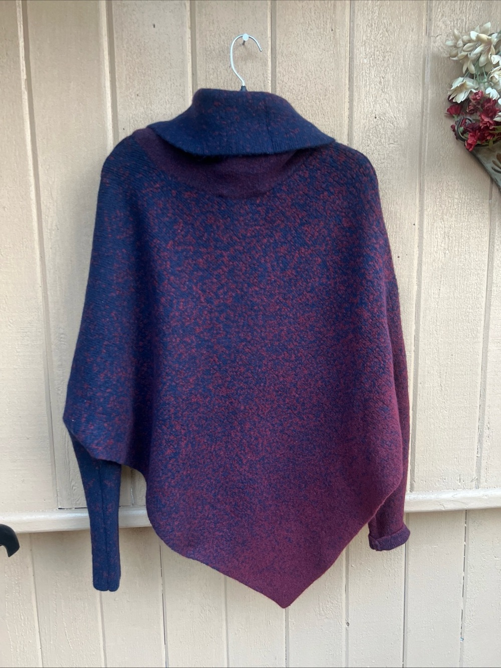 White House Black Market Ombre Draped Neck Poncho Sweater  M\L - Picture 9 of 13